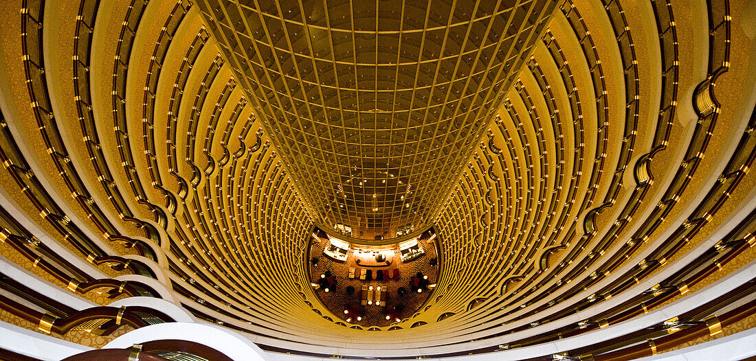 Beautiful interior design at the Grand Hyatt hotel in the Jin Mao tower in Pudong, Shanghai,China.