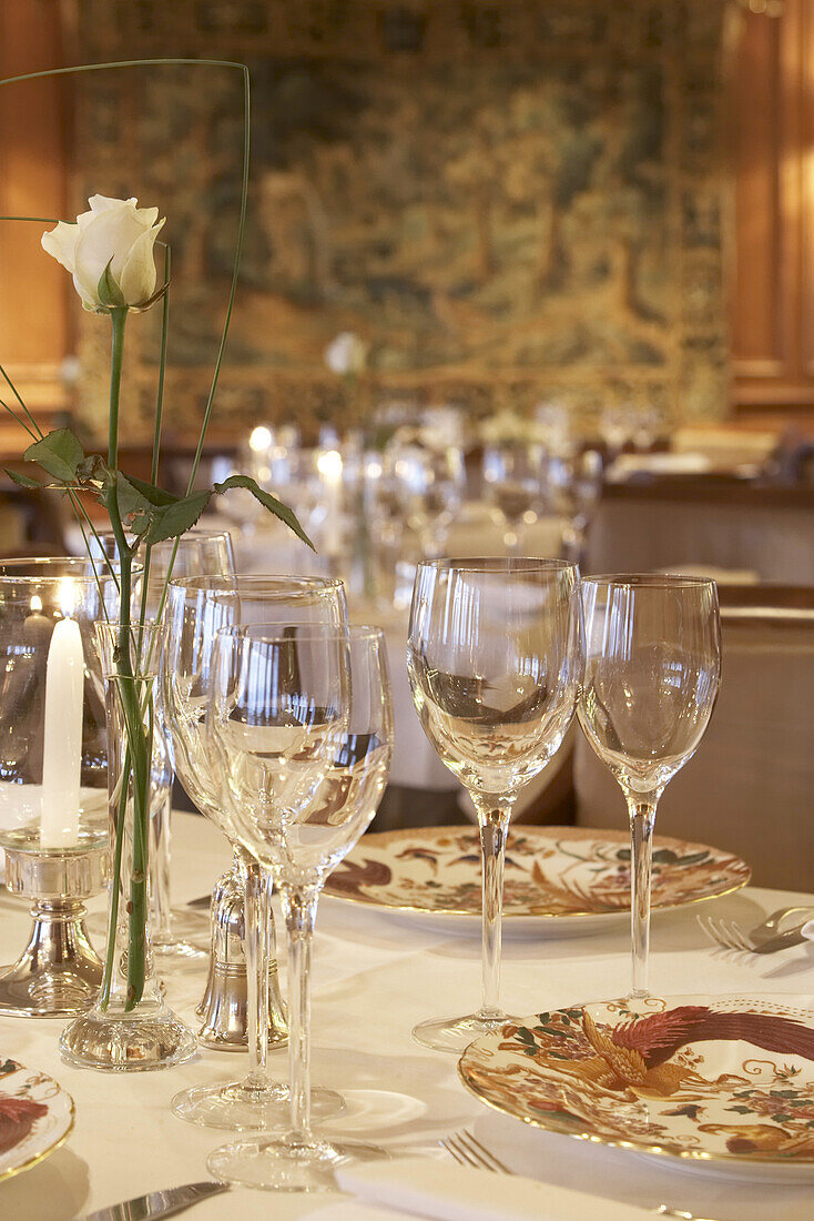 Laid table at The Old Course Hotel, St. Andrews, Scottland