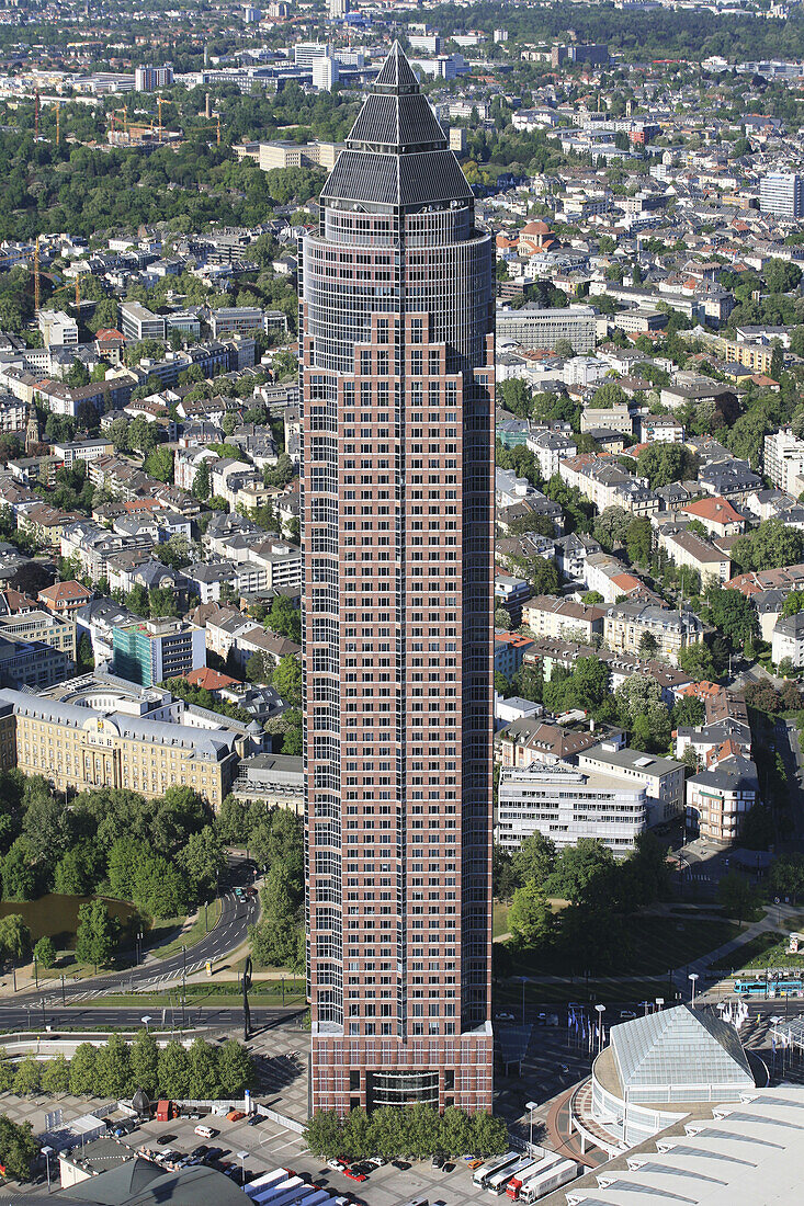 Messeturm, Architekt Helmut Jahn, Westend, Frankfurt am Main, Hessen, Deutschland
