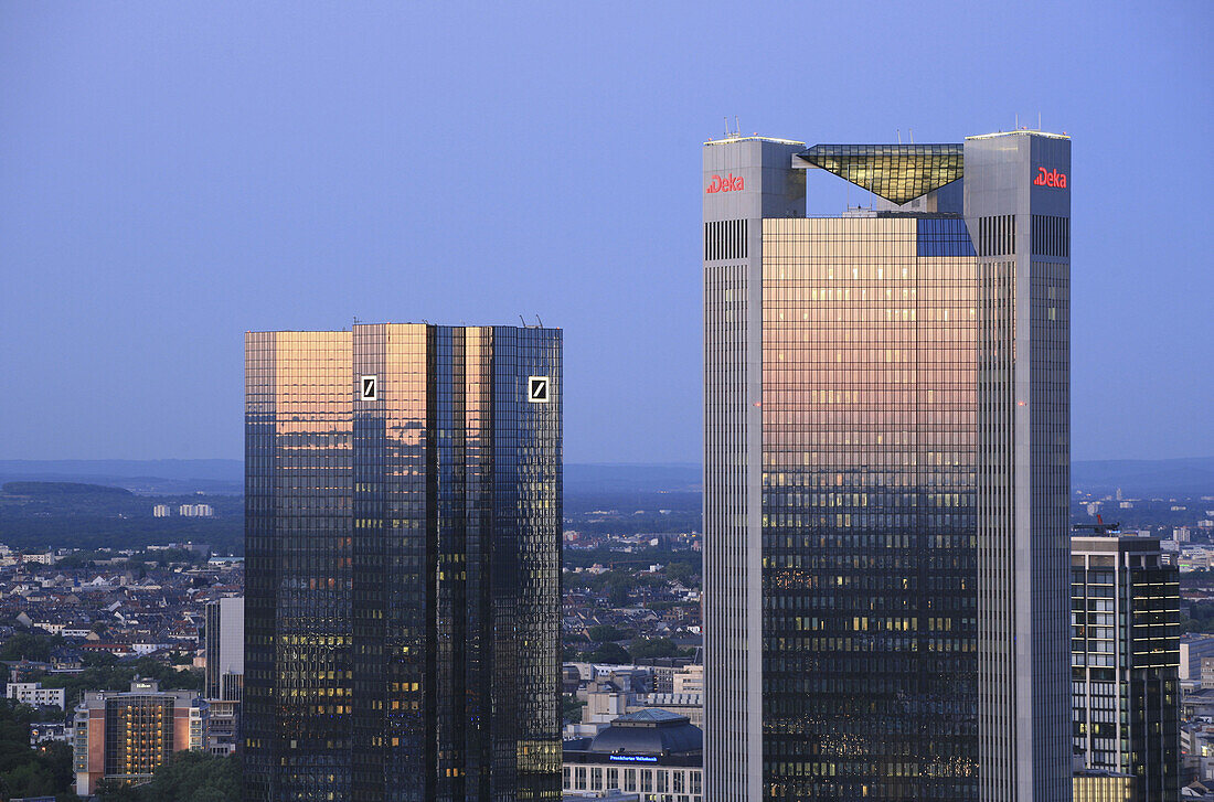 Deutsche Bank Türme und Deka Hochhaus, Frankfurt am Main, Hessen, Deutschland