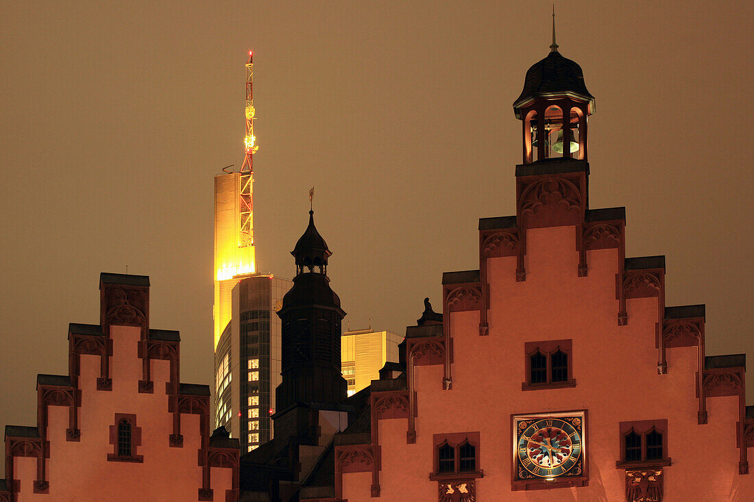 Top of Römer, townhall, highrise building, Frankfurt am Main, Hesse, Germany