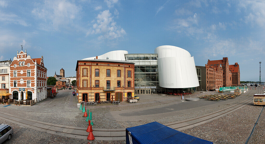 Ozeaneum at harbour, Hanseatic town Stralsund, Mecklenburg-Western Pomerania, Germany, Europe