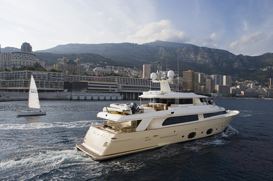 Luxury yacht in Monaco harbor, Monte Carlo, Monaco
