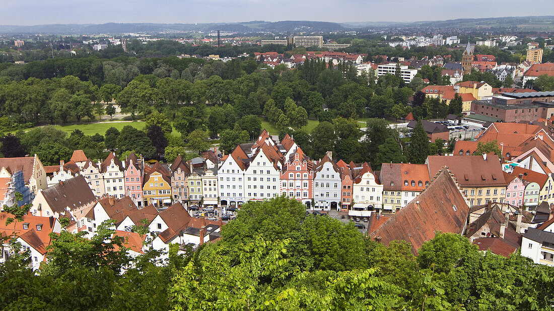 View over Old Town, Landshut, Lower Bavaria, Germany