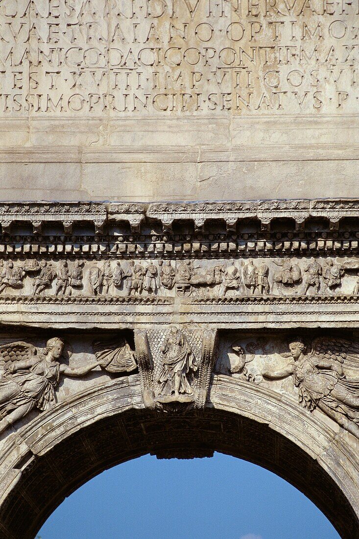 Benevento  Campania  Italy  Arco di Traiano triumphal arch erected in 114 to celebrate the achievements of Roman emperor Trajan