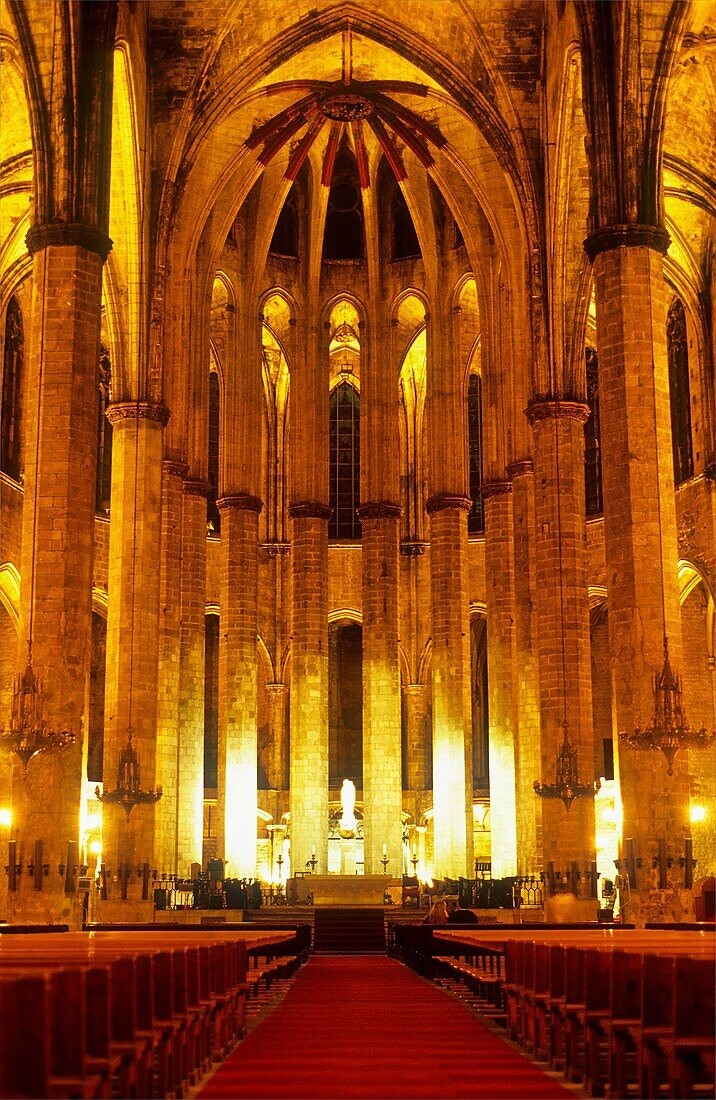 Barcelona: Church of Santa Maria del Mar built in Catalan gothic style 14th c  by Berenguer de Montagut and Ramon Despuig