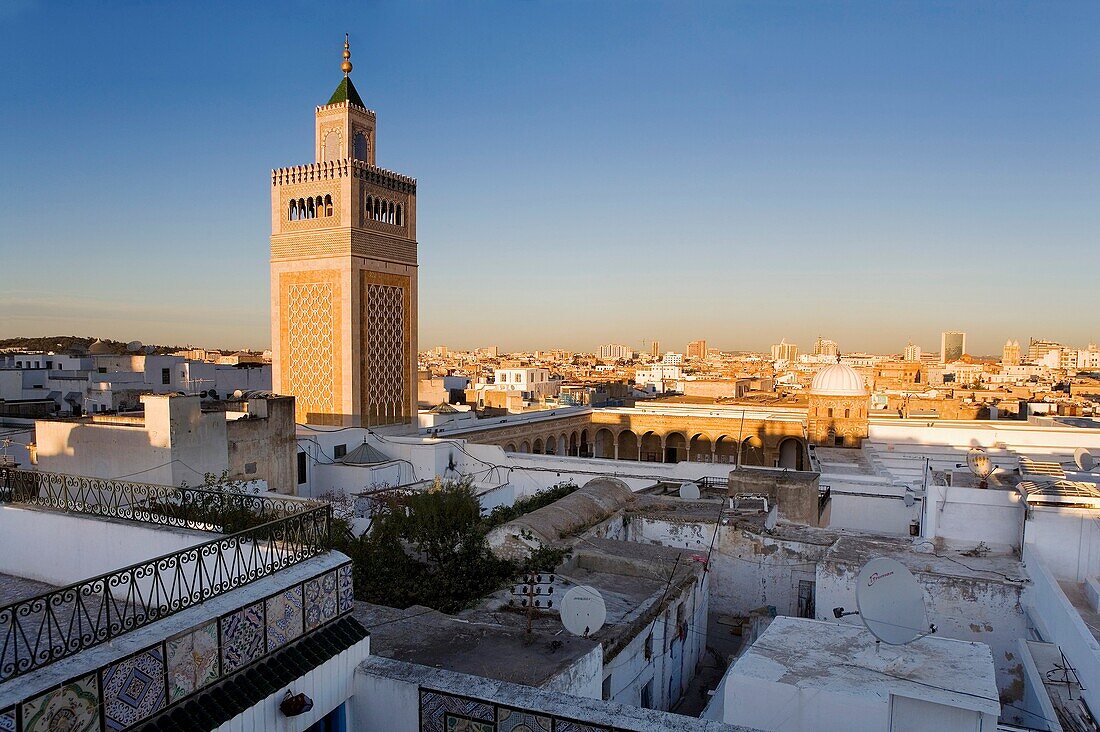 Tunisia: City of Tunis  Overview of tunis with Ez- Zitouna Mosque Great Mosque