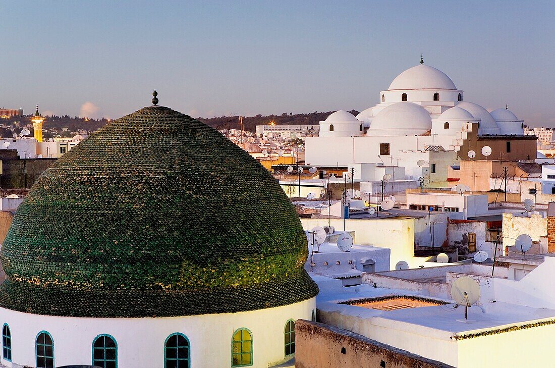Tunisia: City of Tunis skyline of Tunis  At right Sidi Mahrez Mosque  At left Dome of Zaouia de Sidi Brahim
