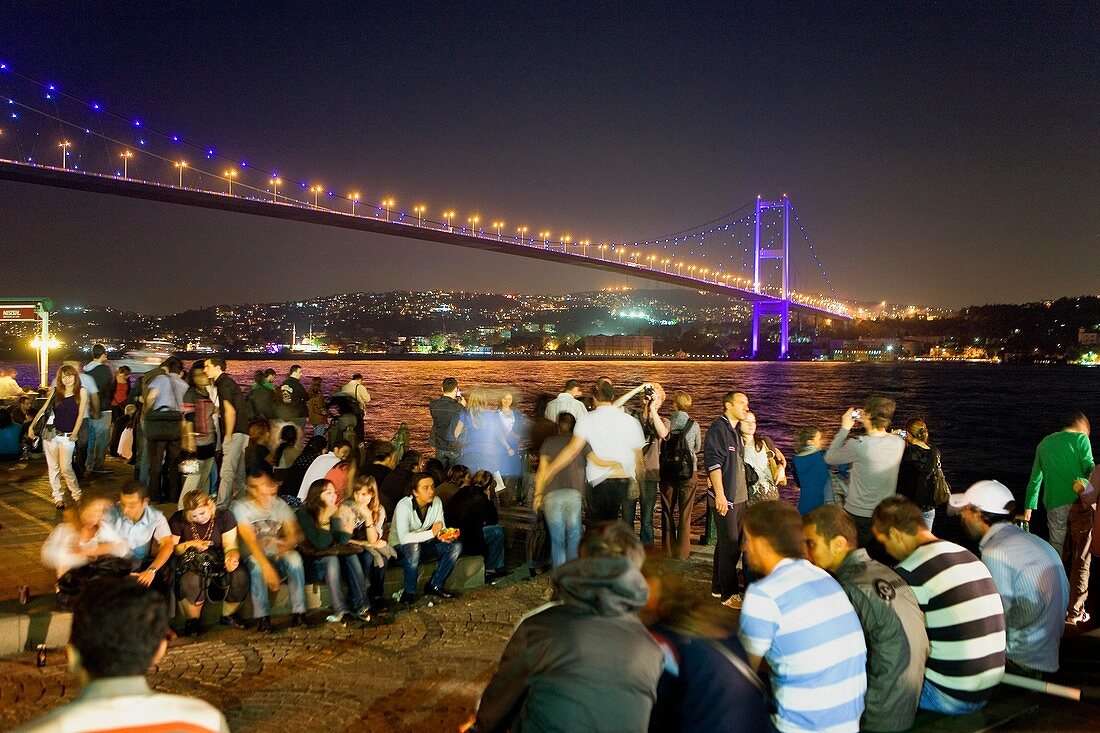Ortakoy Shil Park  Bosphorus Strait and Bosphorus Bridge Bogazici bridge  At Ortaköy district  Istanbul  Turkey