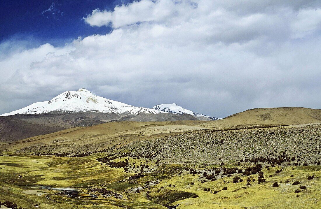 Vulcano Guallatiri 6071m, Las Vicunas Reserva Nacional, Chile  America, South America, Chile, Norte Grande, Altiplano, October 2001