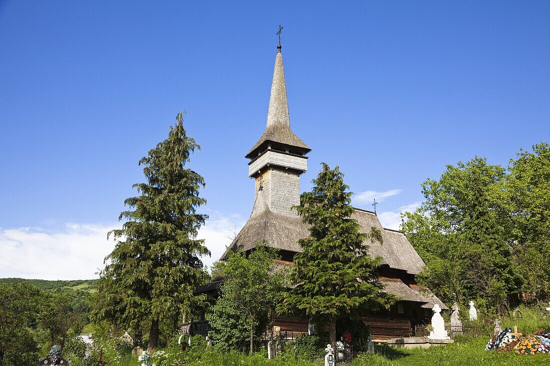 The wooden church biserica de lemn of Poienele Izei, maramures, Romania is listed as the UNESCO World heritage  It was built in 1604 completely from wood and is an example of the traditional crafts in maramures  Europe, Eastern Europe, Romania, Maramures