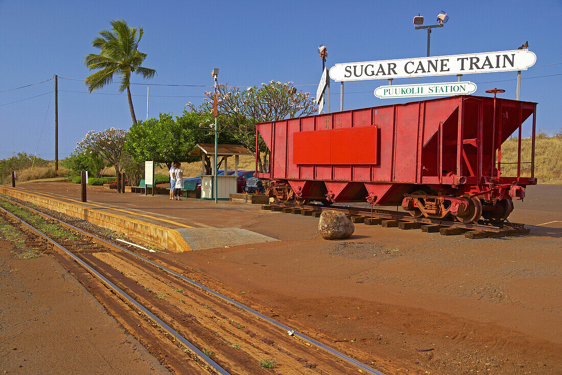 Train stop of Sugar Cane Train, Kahekili Beach Park, Maui, Hawaii, USA, America