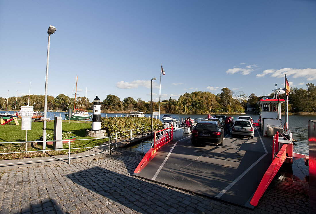 Car ferry near Missunde, Schlei, Baltic Sea, Schleswig-Holstein, Germany