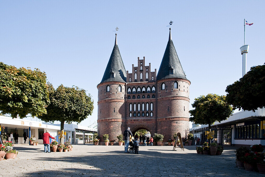Holsten Gate reproduction, amusement park Hansa Park, Sierksdorf, Schleswig-Holstein, Germany