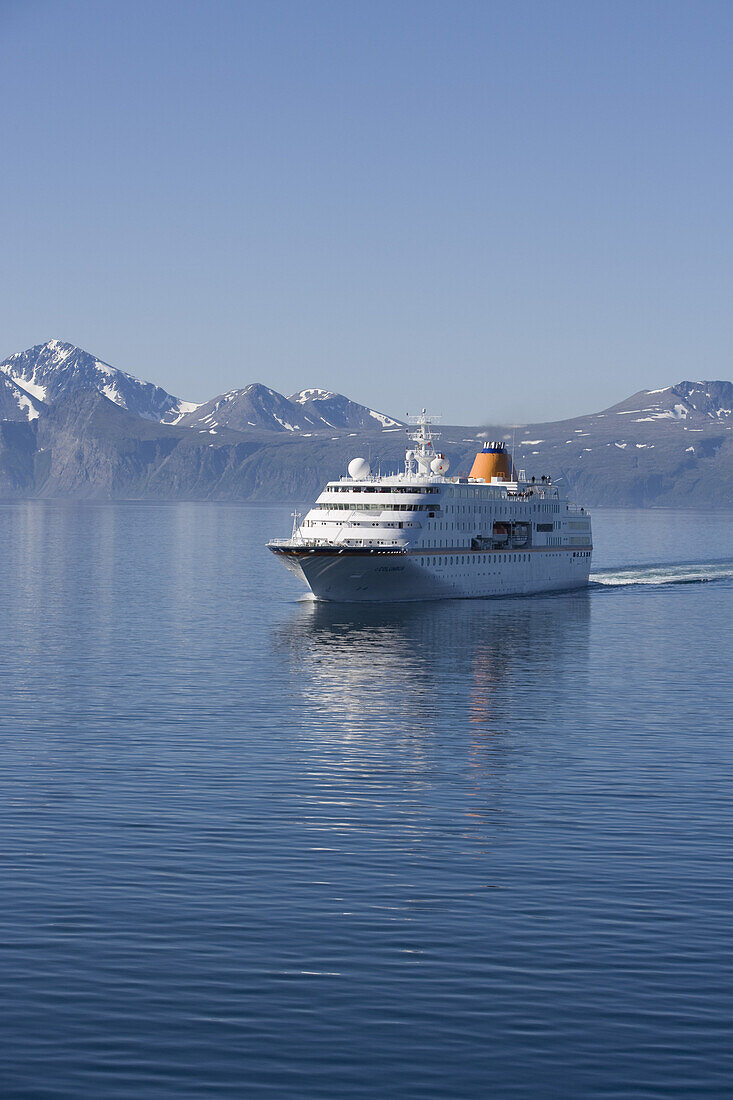 Cruiseship MS Columbus, near Tromso, Troms, Norway, Europe