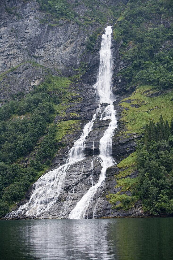 Waterfall in Geirangerfjord, Geiranger, More og Romsdal, Norway, Europe