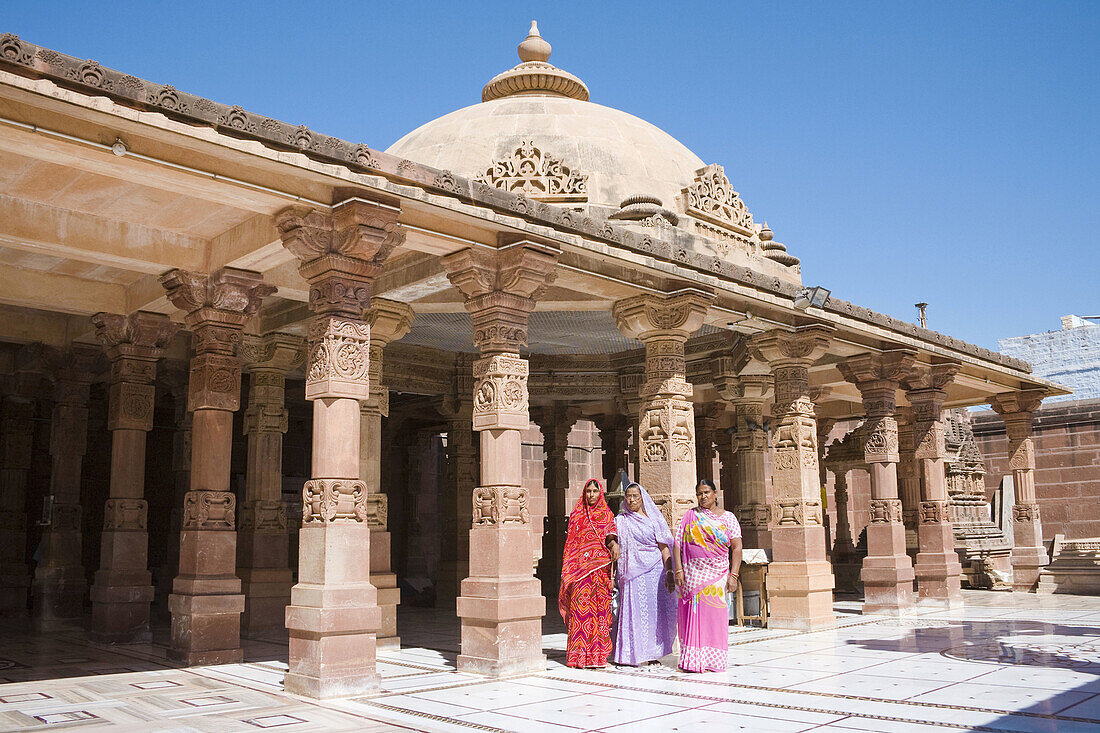 People visiting Mahavira Jain Temple, Osian, near Jodhpur, Rajasthan, India