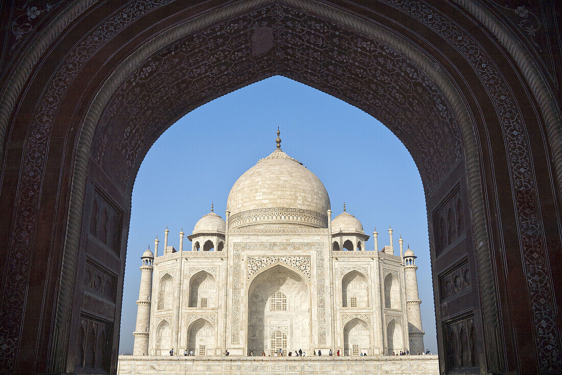 Taj Mahal, through the arch of the Royal or Great Gate, Agra, Uttar Pradesh, India