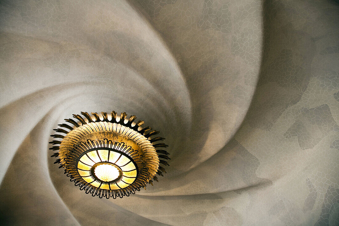 Ceiling of room in the Casa Batllo by Gaudi, Barcelona. Catalonia, Spain