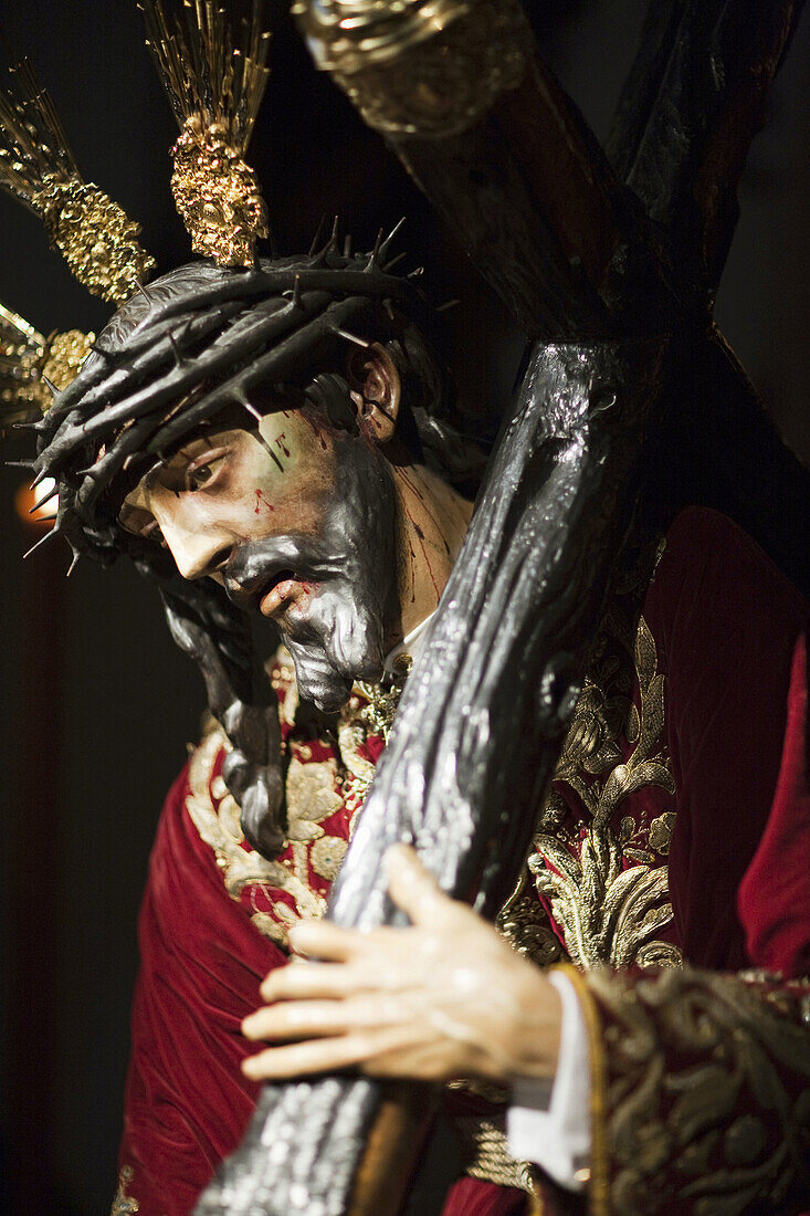 Our Father Jesus de las Tres Caidas by Alonso Martinez  17th century). It belongs to the Hermandad de San Isidoro that goes in procession on Good Friday, Seville. Andalusia, Spain
