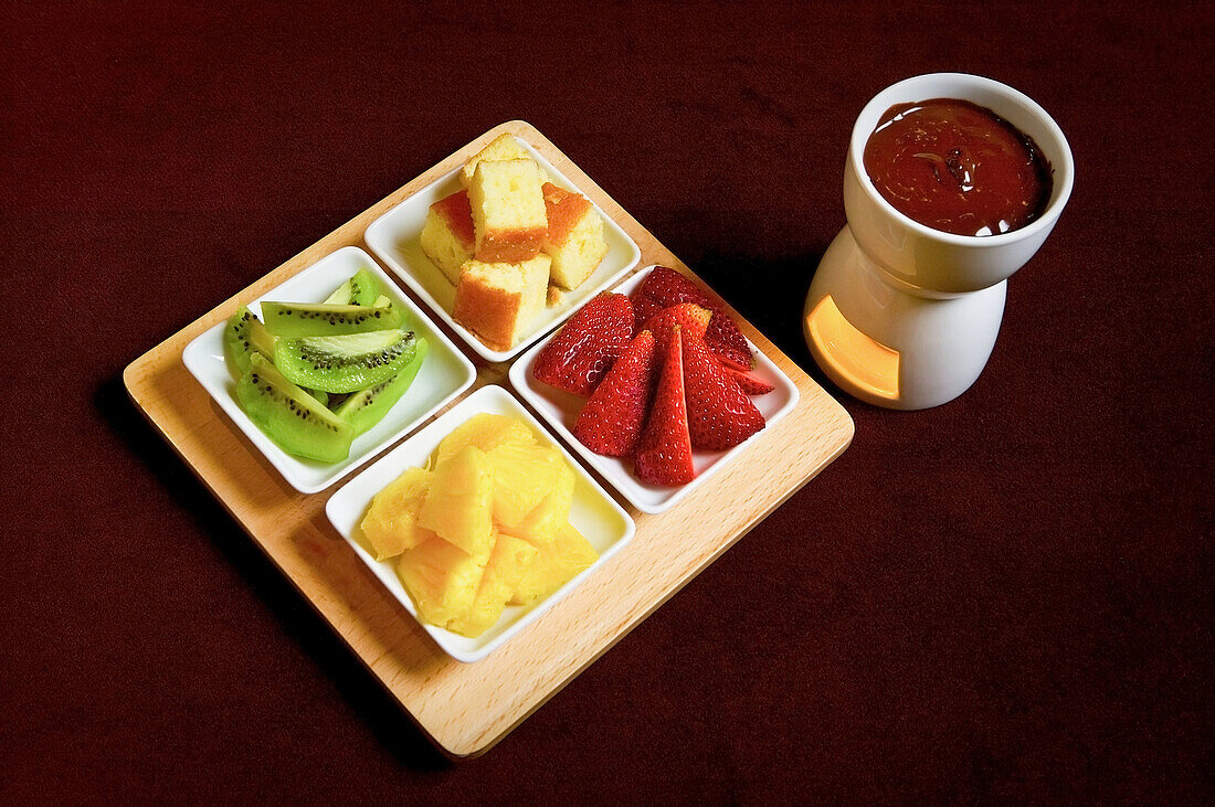 Hawaii. Japanese Fruit Plate. at the Halekulanai Hotel. Waikiki Beach