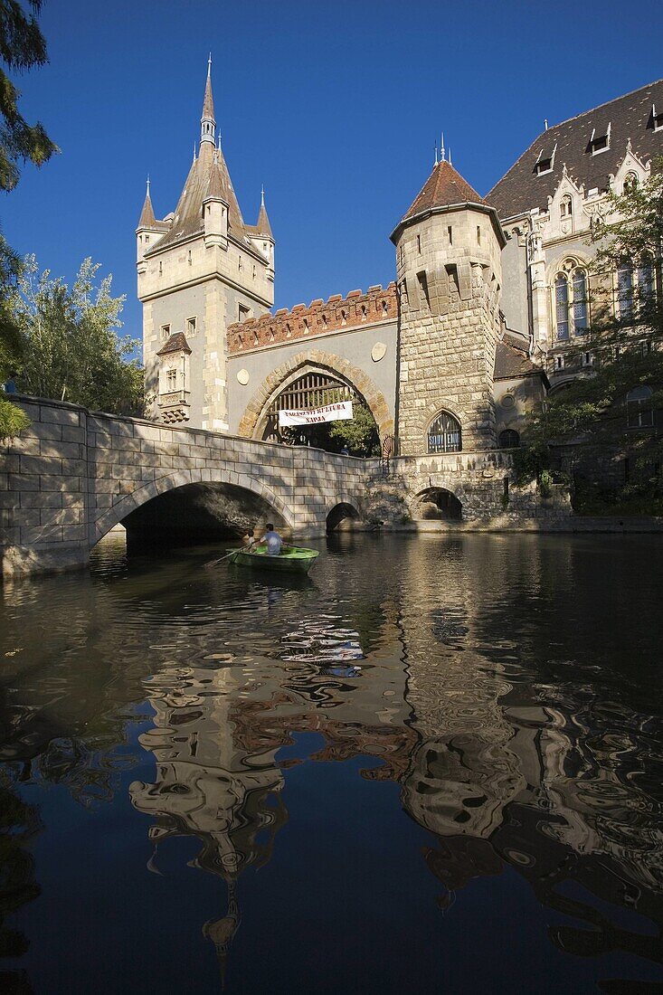 Vajdahunyad Var castle in Varosliget the City Park, Budapest, Hungary, Europe