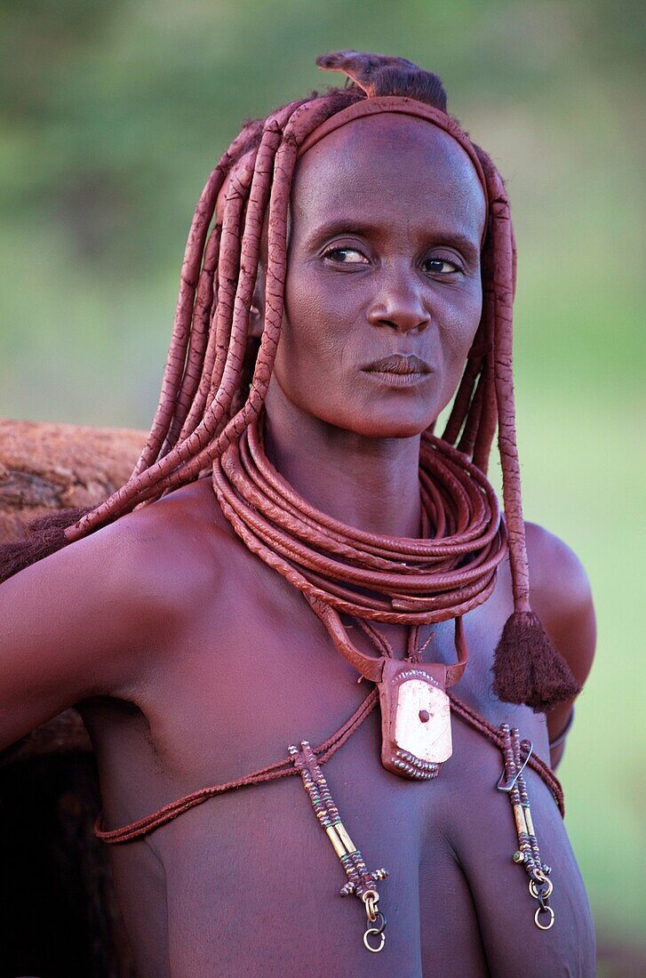 Himba woman with the typical hairstyle, Kaokoland, Namibia