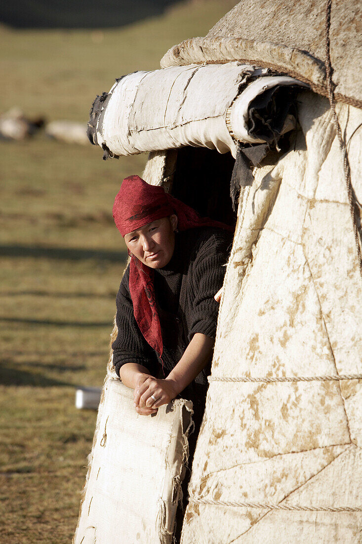 Yurt in the Son Kul alpine lake area, Kyrgyzstan