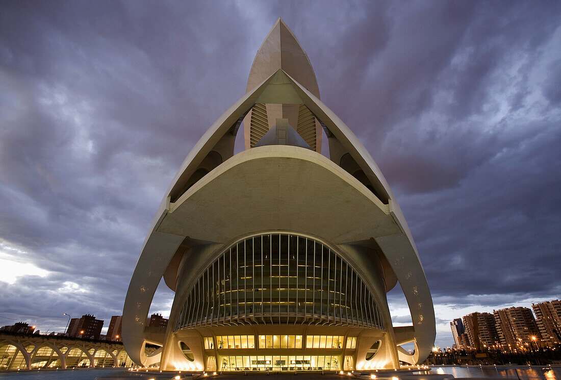 Spain. Comunidad Valenciana. Valencia. City of the Arts and the Science. Palau de les arts Reina Sofía, opera house and performing arts center. It contains four large rooms: a Main Room, Magisterial Classroom, Amphitheater and Theater of Camera. It is ded