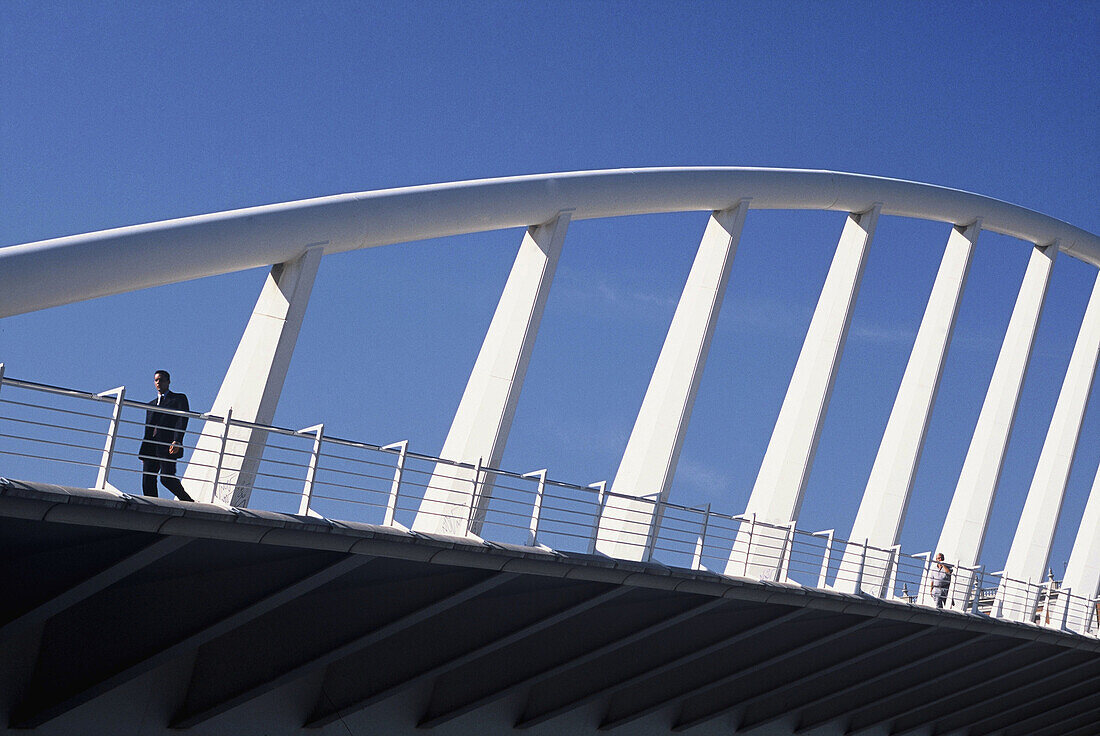 Spain. Comunidad Valenciana. Valencia. Calatrava brigde in Turia riverbed