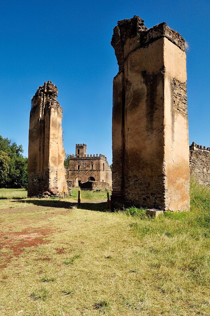 historic ruin near Fasiladas Archive, Royal Enclosure Fasil Ghebbi, UNESCO World Heritage Site, Gonder, Gondar, Amhara, Ethiopia, Africa
