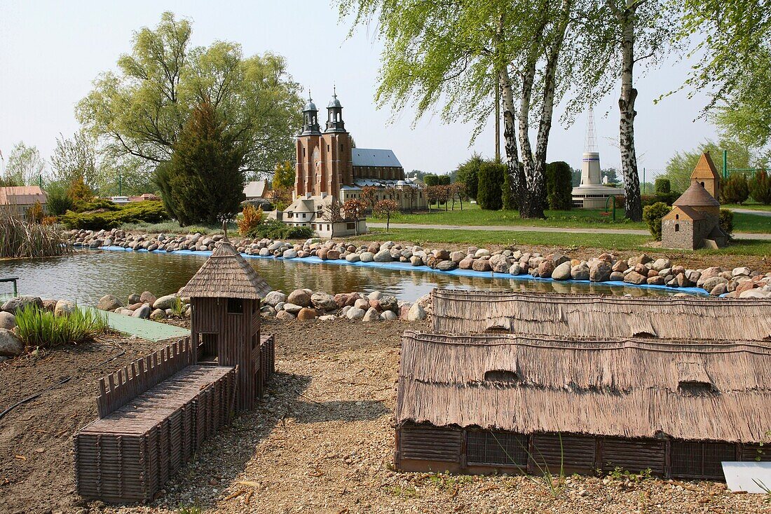 Pobiedziska Miniature Open Air Museum, Biskupin model, Wielkopolska, Poland