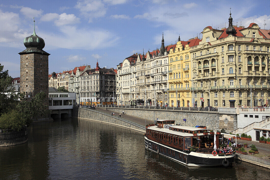 Czech Republic, Prague, Masaryk Embankment, Sitkovska Tower, Vltava River