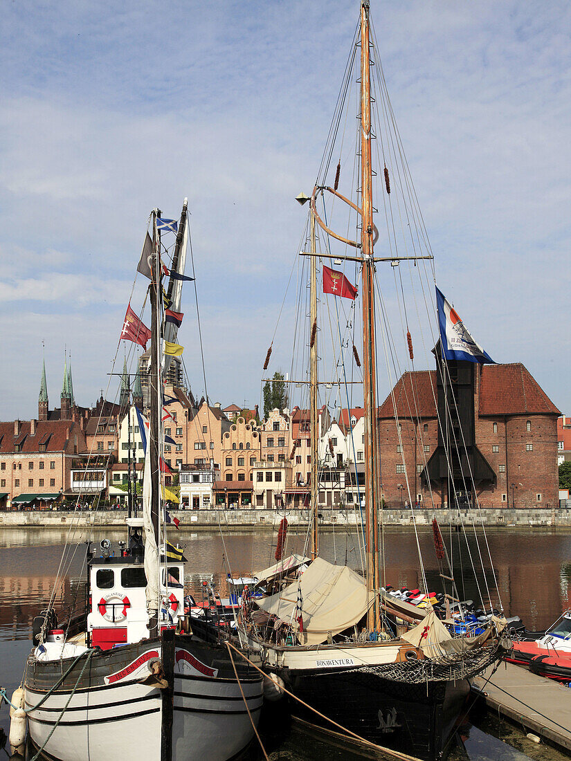 Poland, Gdansk, harbor, boats, general view
