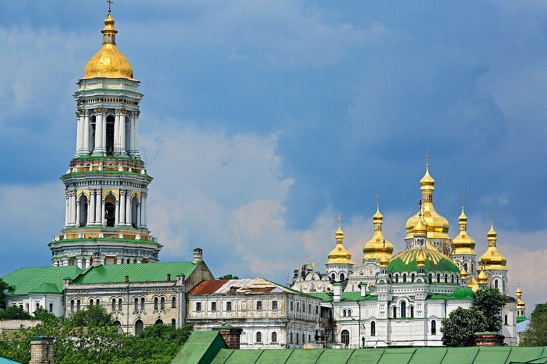 View of Lavra with Cathedral of the Dormition and bell tower, Kiev, Ukraine