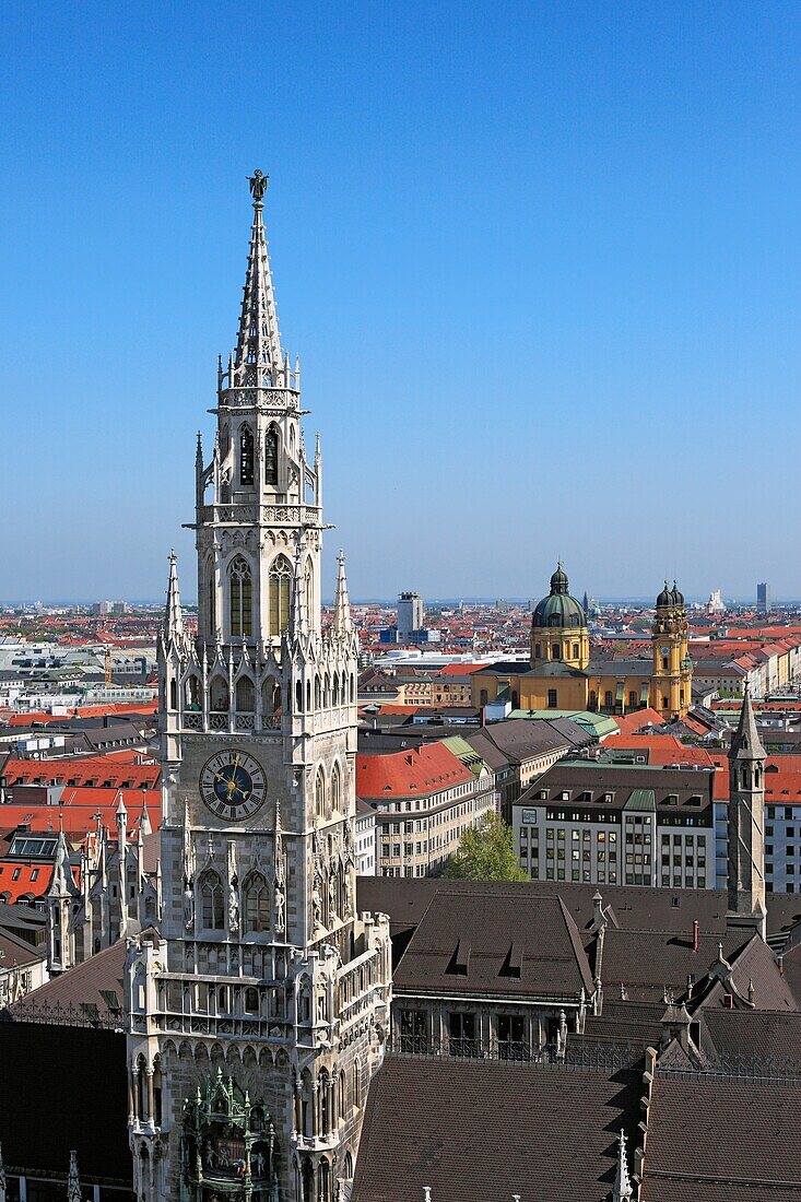View of The New Town Hal from St  Peter´s Church Peterskirche, Munich, Bavaria, Germany