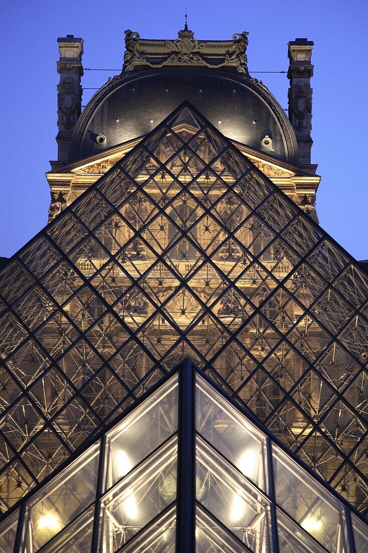 Pyramid by Pei, Louvre Art Museum, Paris, France