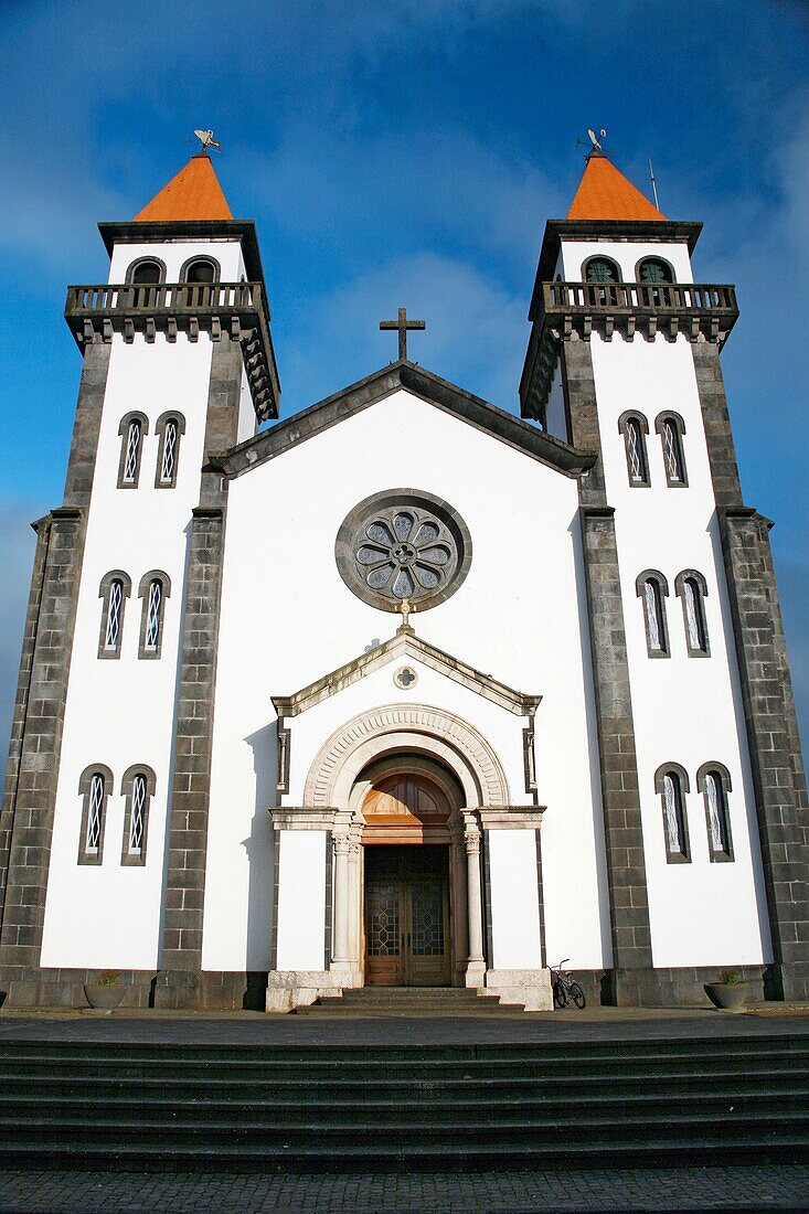 Façade of Furnas church  Sao Miguel island, Azores, Portugal