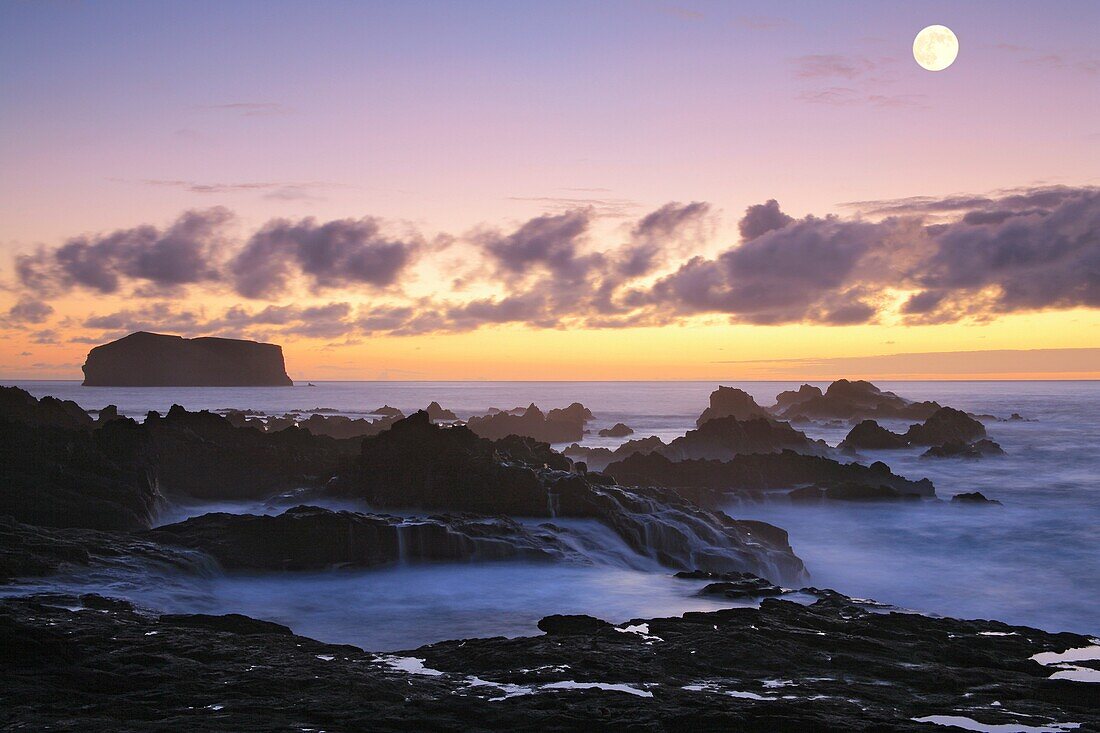 Seascape at sunset, near the parish of Mosteiros  Sao Miguel island, Azores islands, Portugal
