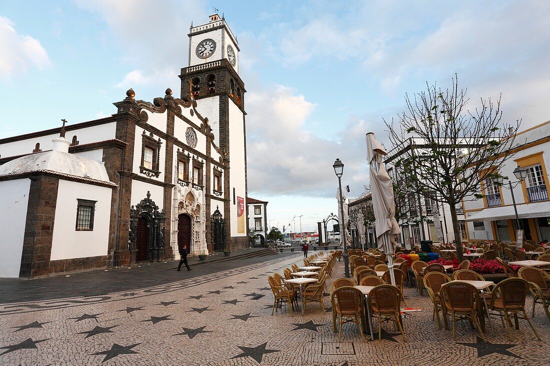 The Mother Church Igreja Matriz, in the azorean city of Ponta Delgada  Sao Miguel island, Azores islands, Portugal