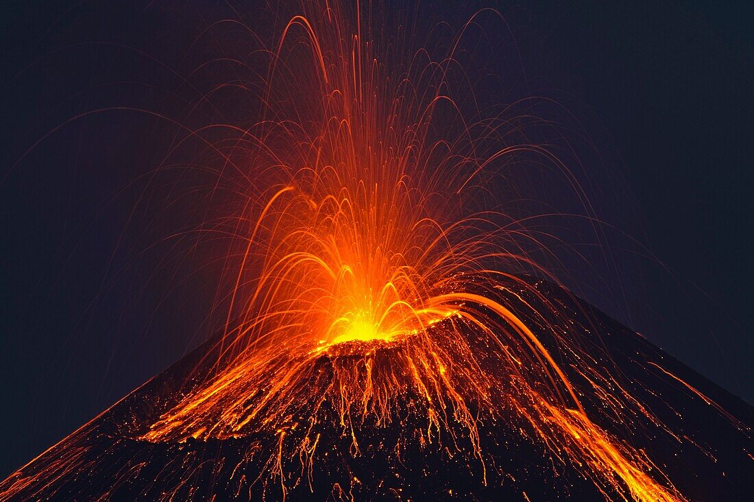 Violent eruption with considerable projections of material, Anak Krakatau Volcano, Indonesia