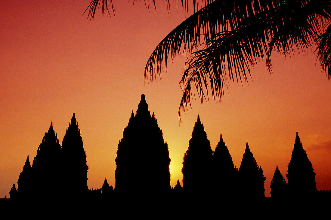 Indonesia, Java, Prambanan, sunset