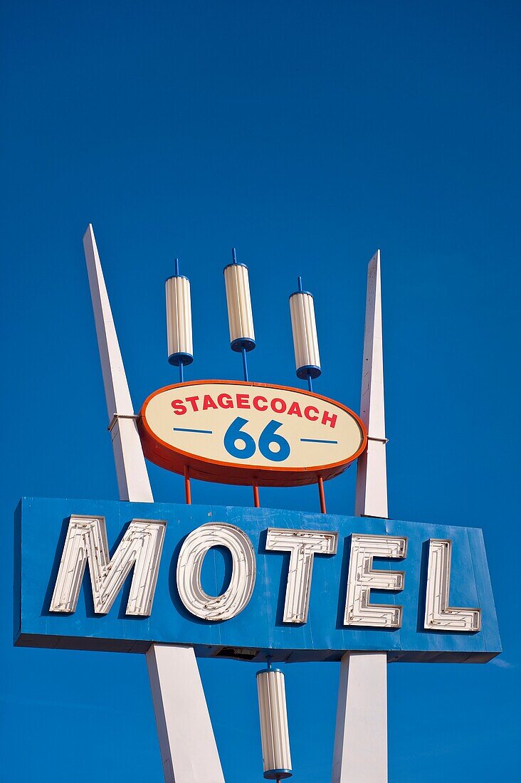 Route 66 - Vintage motel signs adorn the roadside of the US´s famous ´mother road´, Route 66