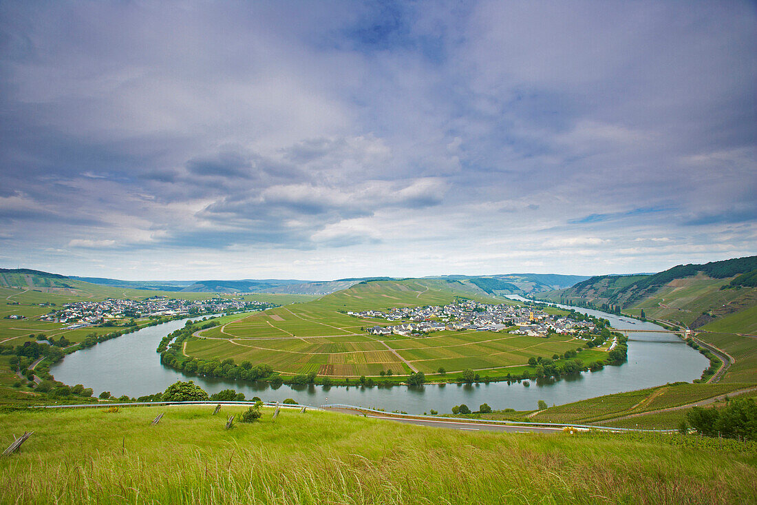 Moselle loop with Leiwen and Trittenheim, Rhineland-Palatinate, Germany