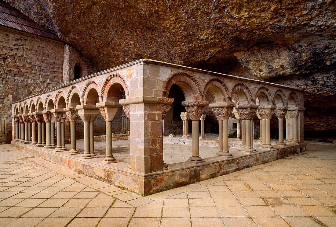 Cloister, Monastery of San Juan de la Peña. Huesca province, Aragon, Spain