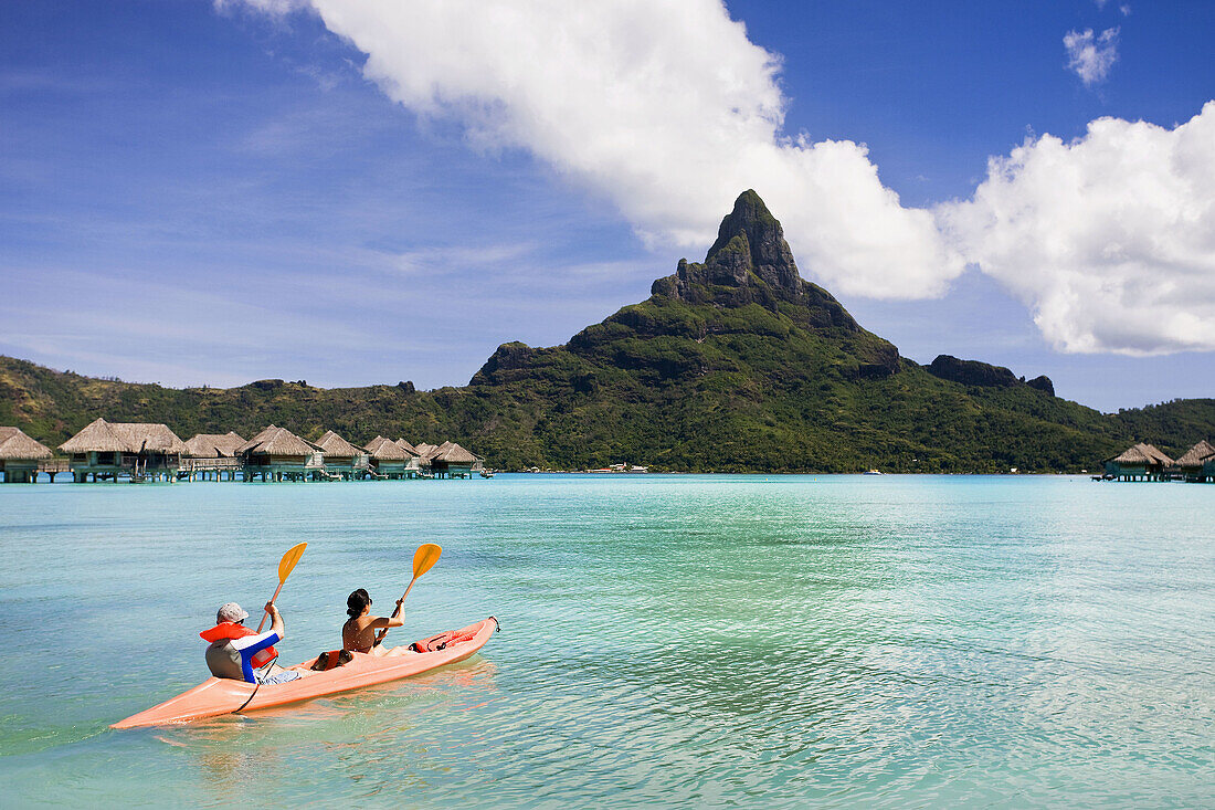 Lagoon and mount Pahia, Bora Bora island, Society Islands, French Polynesia (May 2009)