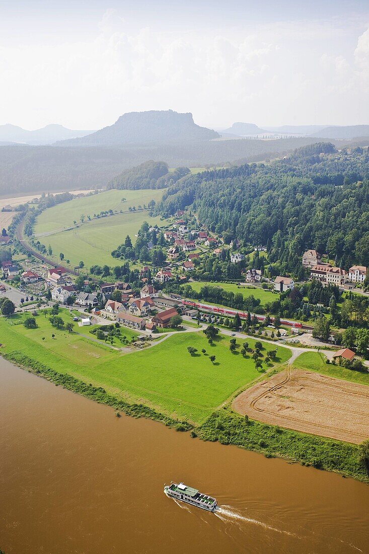 Rathen village and Elbe river near Dresden, Germany