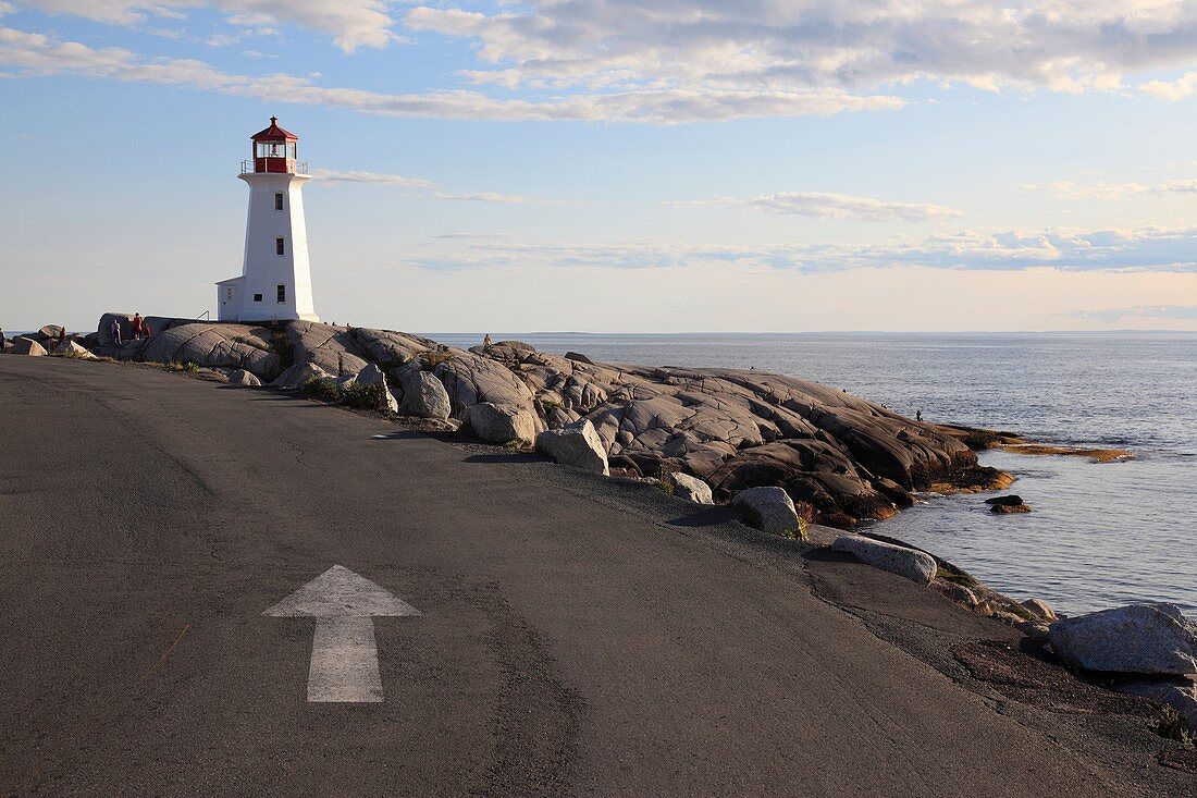 road to Peggy's Cove Ligthhouse at Peggys Cove Fishing village, St Margarets Bay, Lighthouse Route, Highway 333, Nova Scotia, Canada, North America.