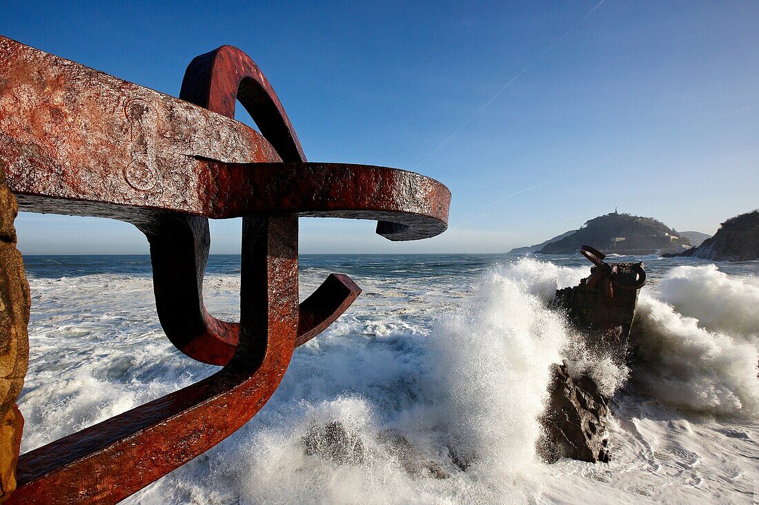 Peine del Viento Skulptur von Eduardo Chillida, San Sebastian, Guipuzcoa, Baskenland, Spanien