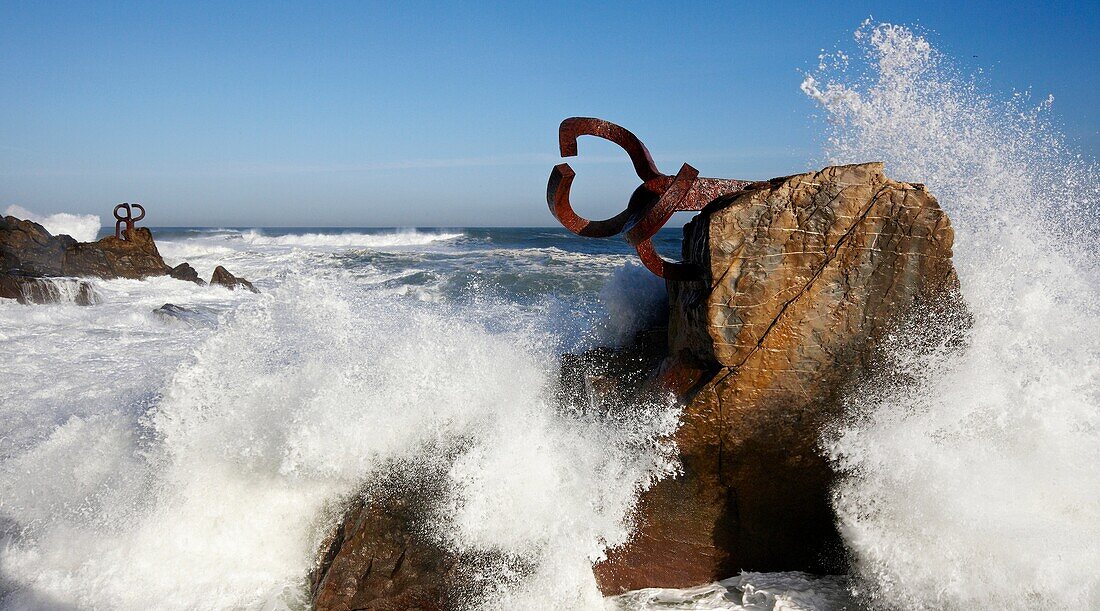 Peine del Viento Skulptur von Eduardo Chillida, San Sebastian, Guipuzcoa, Baskenland, Spanien